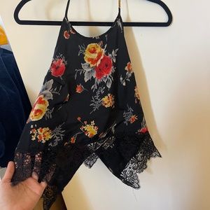 Floral lace halter top